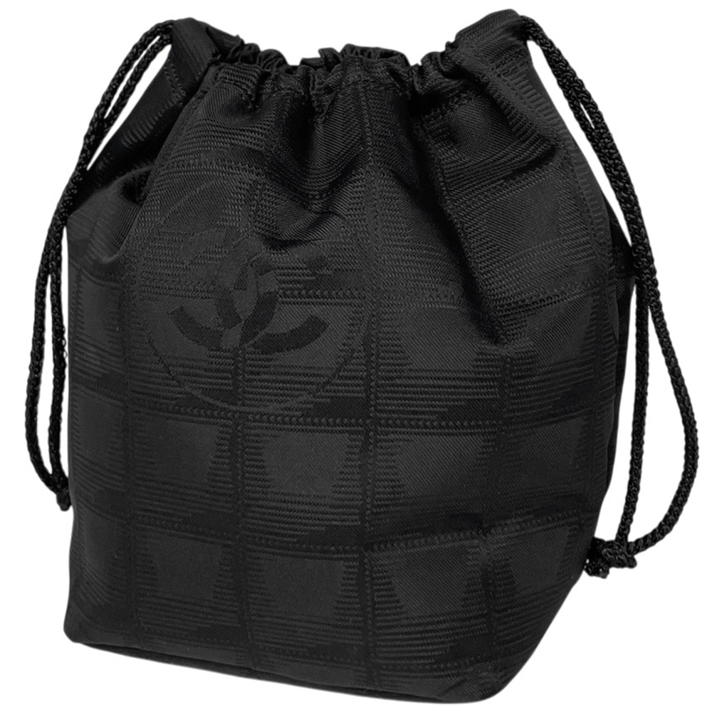 Chanel CHANEL Bag/Cosmetic Pouch New Travel Line Drawstring Nylon Jacquard Bl...
